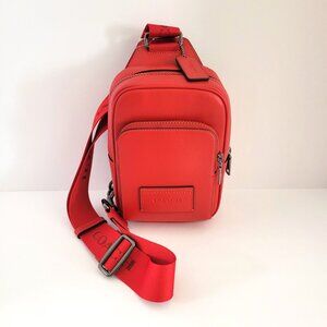 Coach CX071 Racer Sling Pack Leather Messenger Bag Bold Red